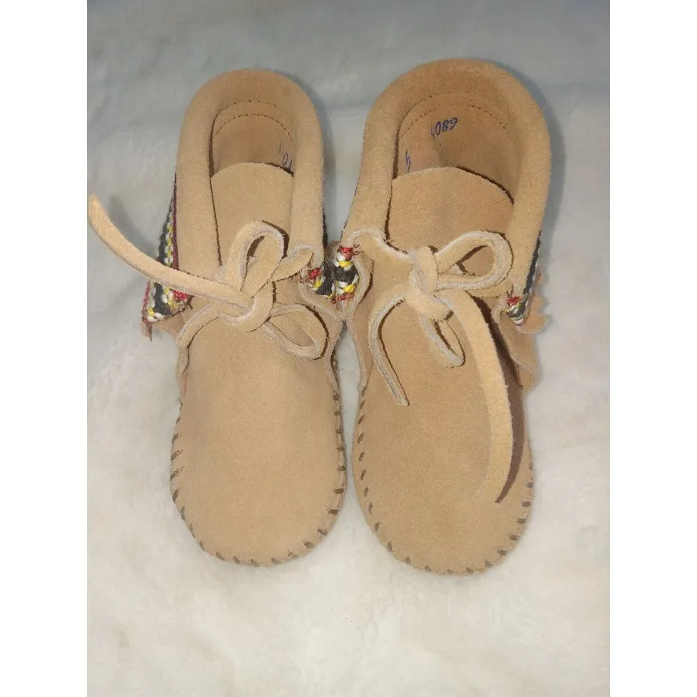 Vintage Childs Minnetonka Moccasin Bootie Boots Size 5‎ Toddler Baby Brown Suede